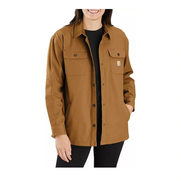 Carhartt Women's XL Rugged Flex® Loose Fit Canvas Fleece-Lined Shirt Jacket NWT - Picture 14 of 15